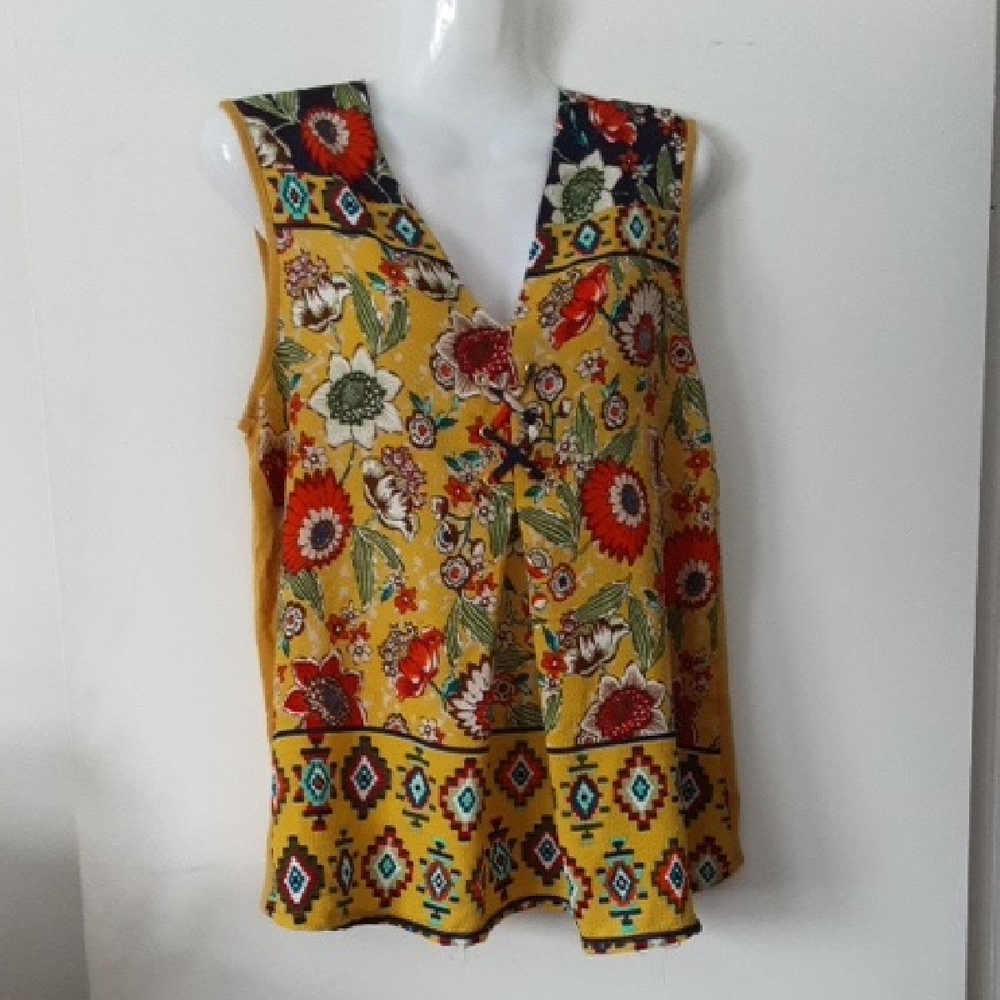 Floral /Aztec Sleeveless Boho Top